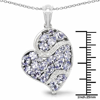 3.39CTW Genuine Tanzanite & White Topaz .925 Sterling Silver Pendant