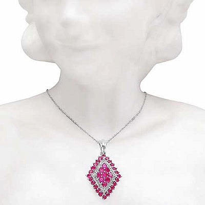 1.68CTW Genuine Created Ruby .925 Sterling Silver Pendant