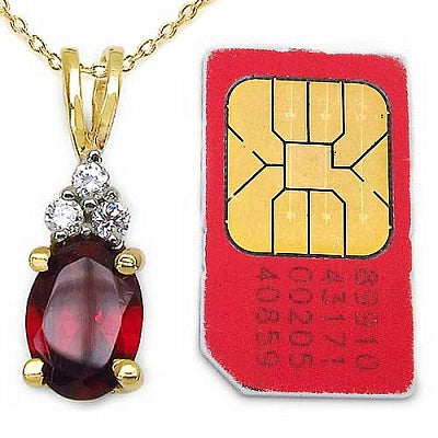 1.06CTW Genuine Garnet & White Cubic Zircon 14K Yellow Gold Plated .925 Sterling Silver Pendant