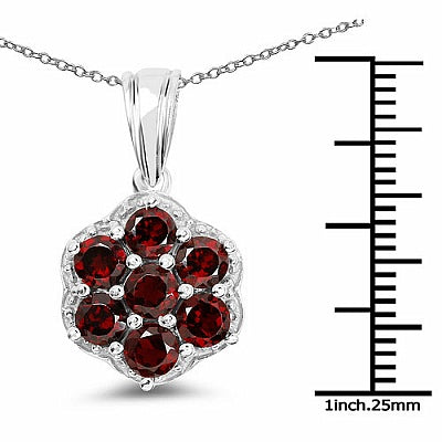 2.45CTW Genuine Garnet .925 Sterling Silver Pendant