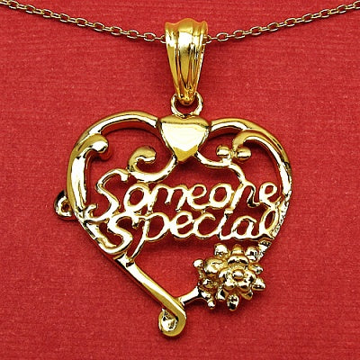 Heart Shape Someone Special .925 Sterling Silver Gold Plating Heart Shape Pendant