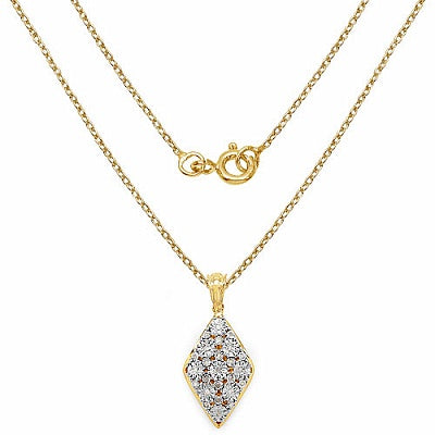 0.13CTW Genuine White Diamond 14K Yellow Gold Plated .925 Sterling Silver Pendant