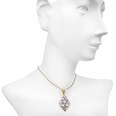 0.13CTW Genuine White Diamond 14K Yellow Gold Plated .925 Sterling Silver Pendant