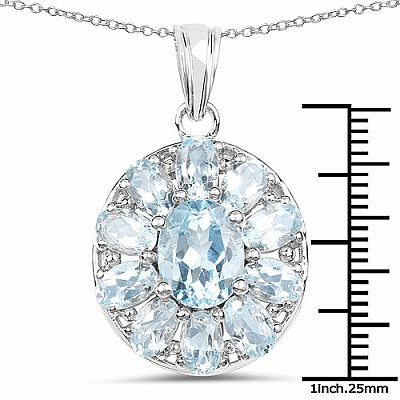 9.75CTW Genuine Blue Topaz .925 Sterling Silver Pendant