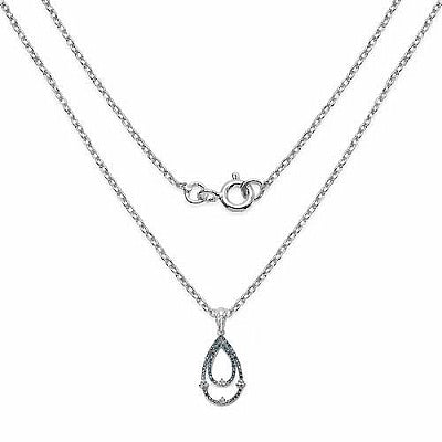0.41CTW Genuine Blue Diamond & White Diamond .925 Sterling Silver Pear Shape Pendant