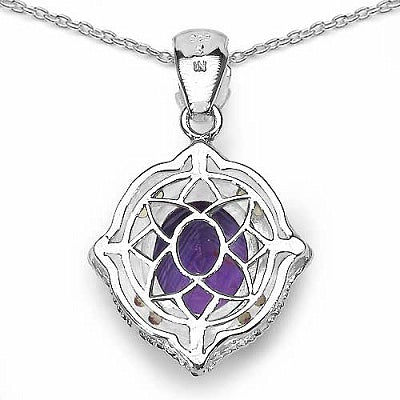 Genuine Amethyst, Citrine and White Diamond Two-Tone Plated Sterling Silver Statement Pendant