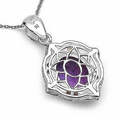 Genuine Amethyst, Citrine and White Diamond Two-Tone Plated Sterling Silver Statement Pendant
