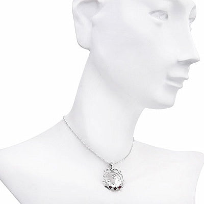 0.15CTW Genuine Garnet .925 Sterling Silver Mom Pendant