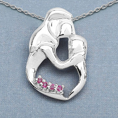 0.20CTW Genuine Ruby .925 Sterling Silver Pendant