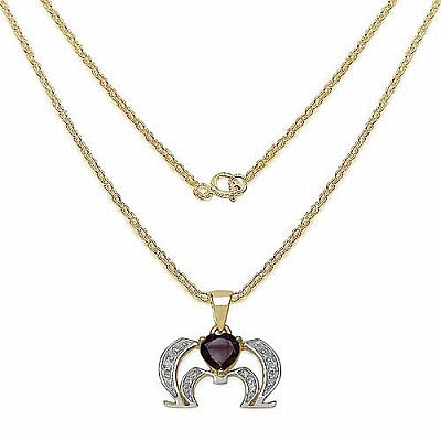 1.10CTW Genuine Garnet & White Topaz .925 Sterling Silver 14K Yellow Gold Plated Pendant