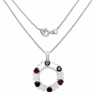 3.00CTW Genuine Garnet .925 Sterling Silver Pendant