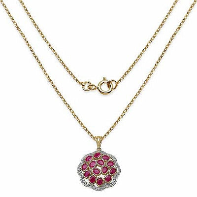 3.50CTW Genuine Ruby 14K Yellow Gold Plated .925 Sterling Silver Pendant