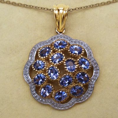 2.38CTW Genuine Tanzanite 14K Yellow Gold Plated .925 Sterling Silver Pendant