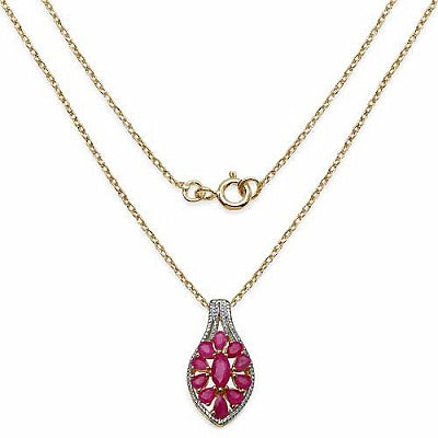 2.85CTW Genuine Ruby Two Tone Plated .925 Sterling Silver Pendant