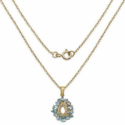 4.50CTW Genuine Blue Topaz 14K Yellow Gold Plated .925 Sterling Silver Pendant