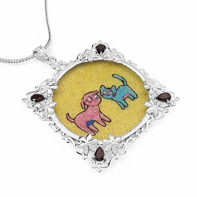 GEMARTINI Genuine Garnet & Glass .925 Sterling Silver Pendant