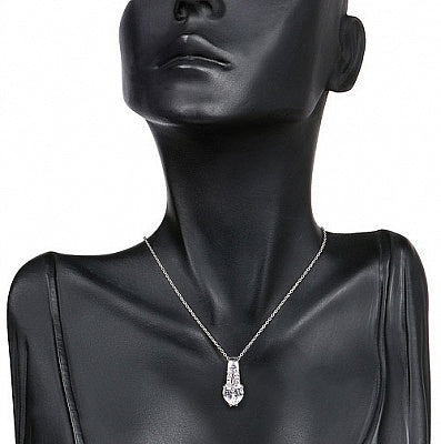 BridalMe 3.38CTW White Cubic Zirconia .925 Sterling Silver Heart Shape Pendant