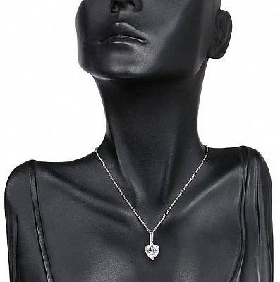 BridalMe 3.26CTW White Cubic Zirconia .925 Sterling Silver Heart Shape Pendant