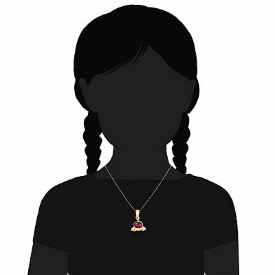 J4K Synthetic Ruby 14K Yellow Gold Plated Brass Car Shape Kids Pendant