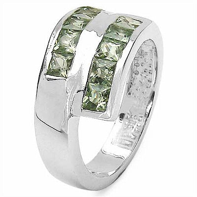 1.80CTW Genuine Green Sapphire .925 Sterling Silver Ring