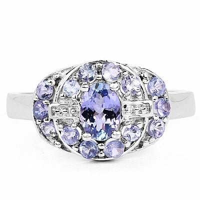 0.86CTW Genuine Tanzanite .925 Sterling Silver Ring