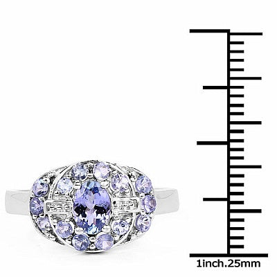 0.86CTW Genuine Tanzanite .925 Sterling Silver Ring