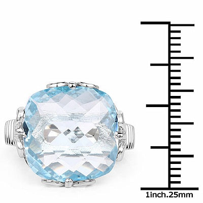 15.41CTW Genuine Blue Topaz .925 Sterling Silver Ring
