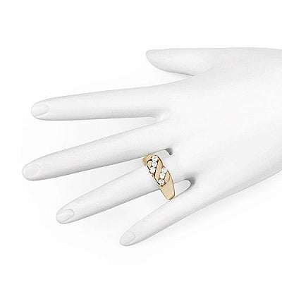 1.50CTW Genuine White Cubic Zircon .925 Sterling Silver Gold Plating Men's Ring