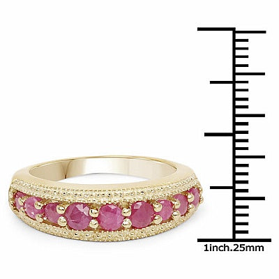 1.00CTW Genuine Ruby 14K Yellow Gold Plated .925 Sterling Silver Ring