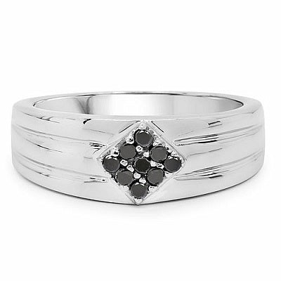 0.14CTW Genuine Black Diamond .925 Sterling Silver Ring