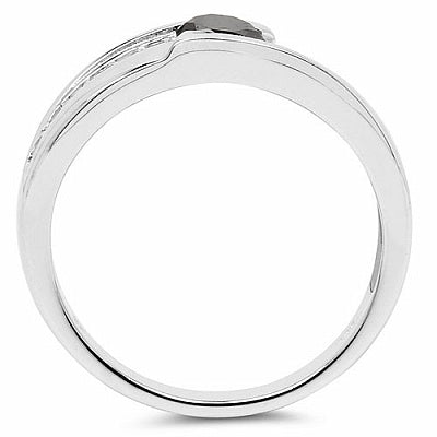 0.68CTW Genuine Black Diamond & White Diamond .925 Sterling Silver Ring