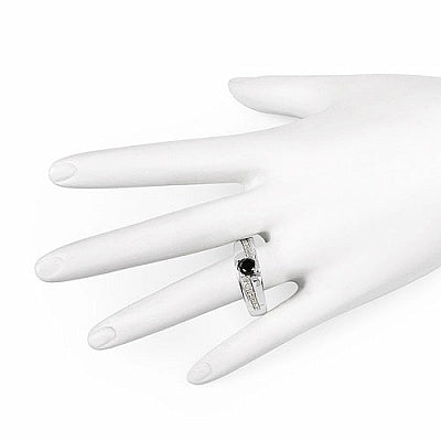 0.68CTW Genuine Black Diamond & White Diamond .925 Sterling Silver Ring