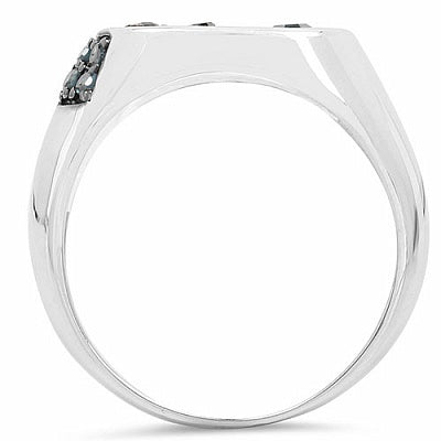 0.31CTW Genuine Blue Diamond .925 Sterling Silver Ring