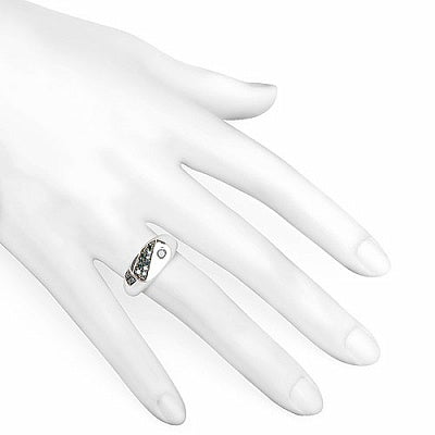 0.31CTW Genuine Blue Diamond .925 Sterling Silver Ring