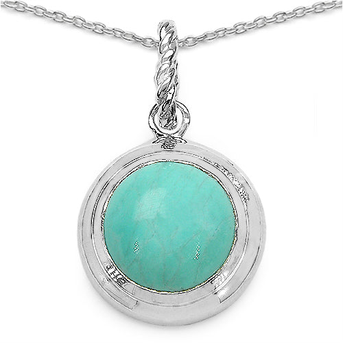 Genuine Turquoise Pendant Sterling Silver