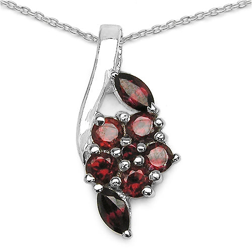 Genuine Garnet Sterling Silver Pendant