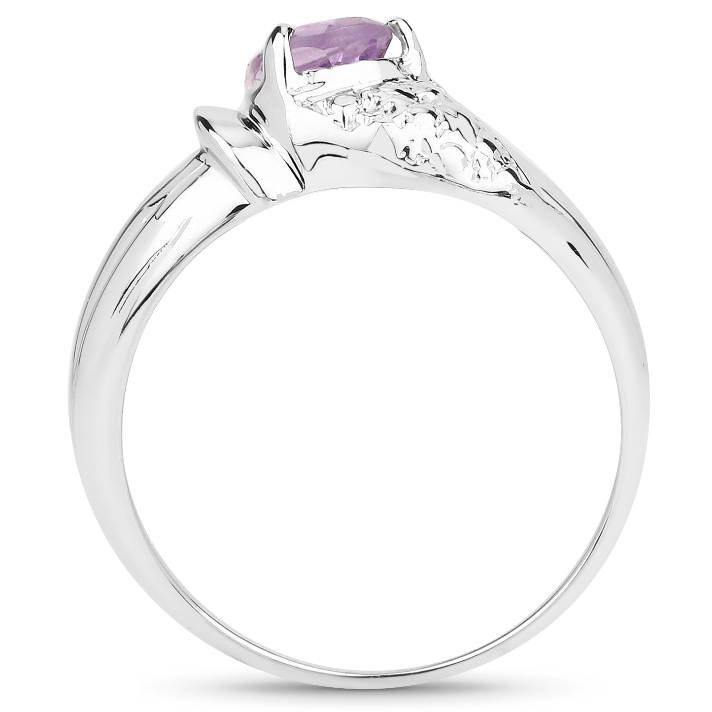 Genuine Amethyst Sterling Silver Solitaire Ring