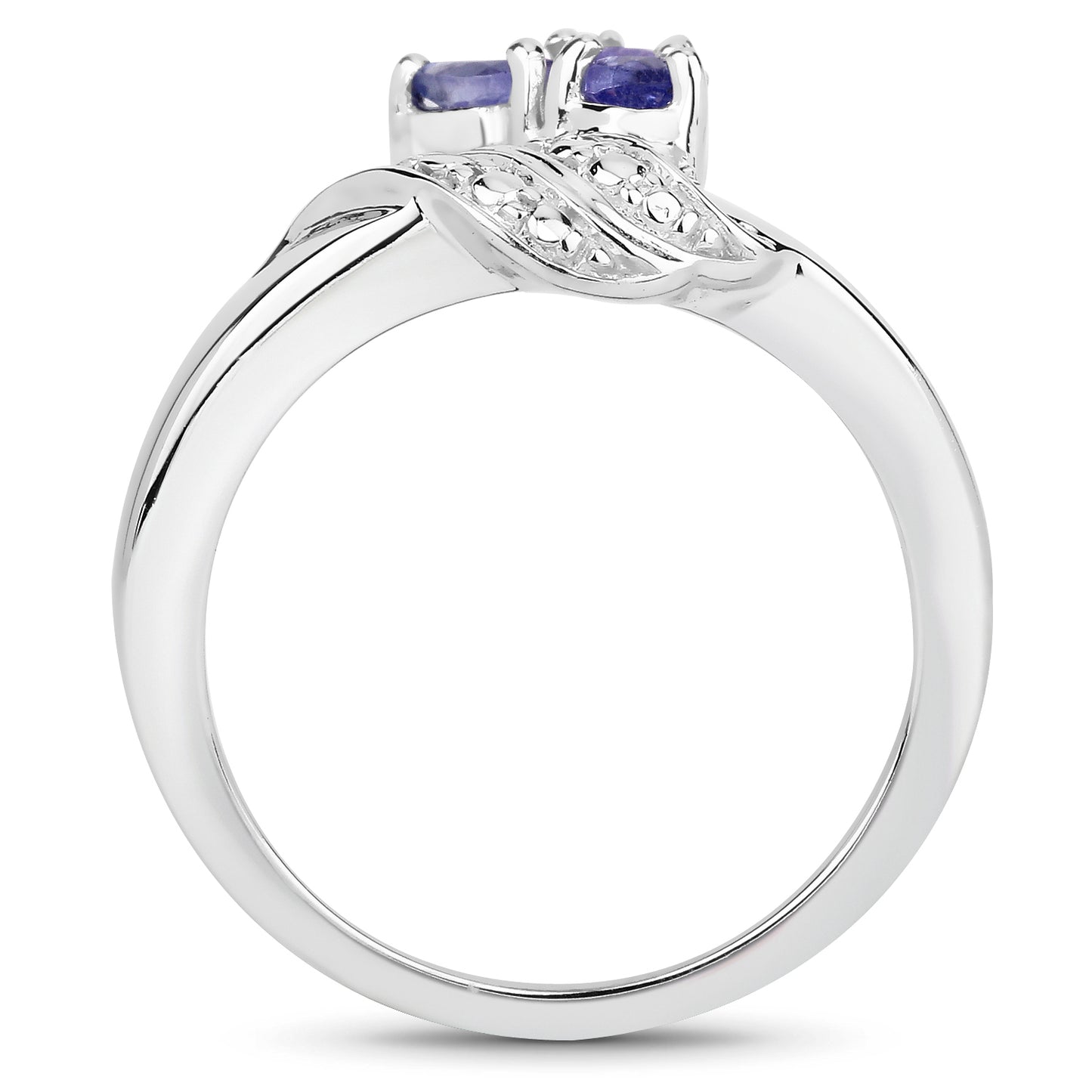 Genuine Tanzanite Sterling Silver 3-Stone Graduated Ring