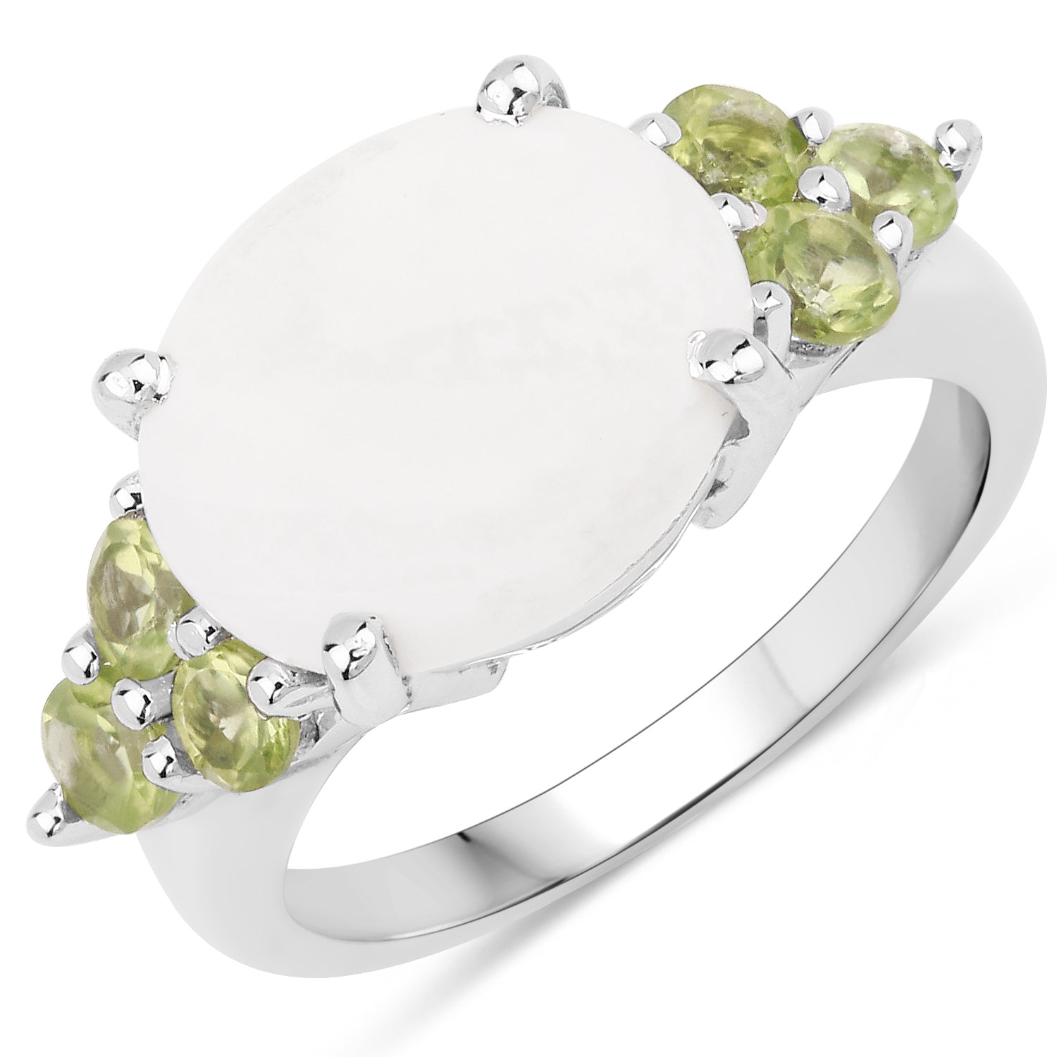 Genuine Opal and Peridot Sterling Silver Cocktail Ring