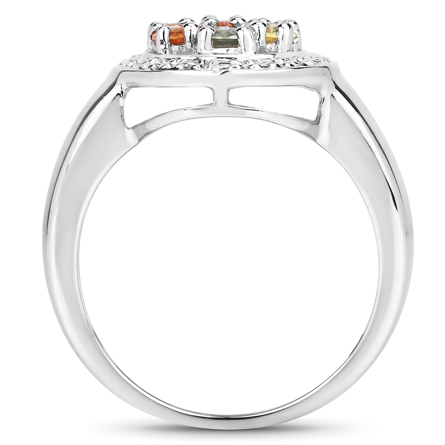 Genuine Multi-Sapphire Sterling Silver Cluster Ring