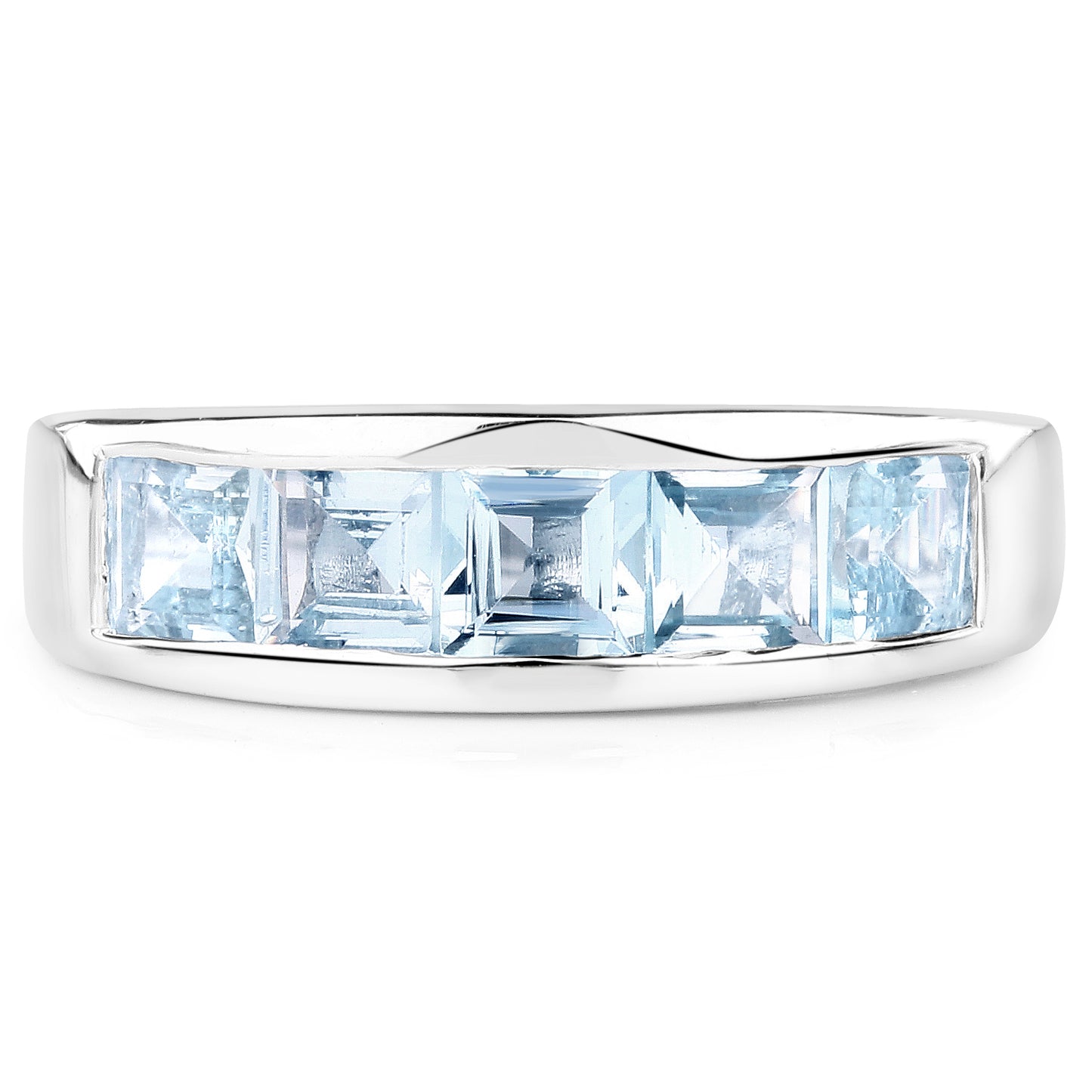 Genuine Blue Topaz Sterling Silver Graduated Ring