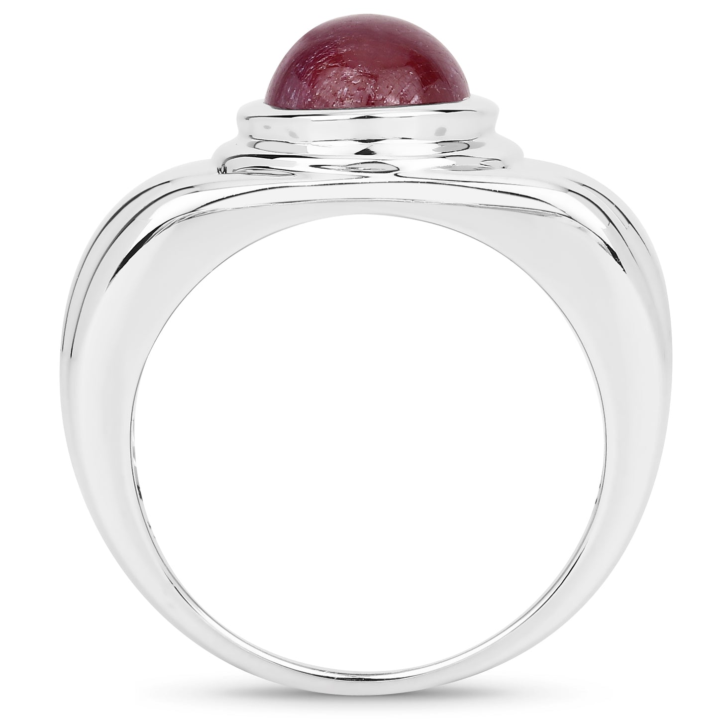 Genuine Ruby Cabochon Sterling Silver Ring