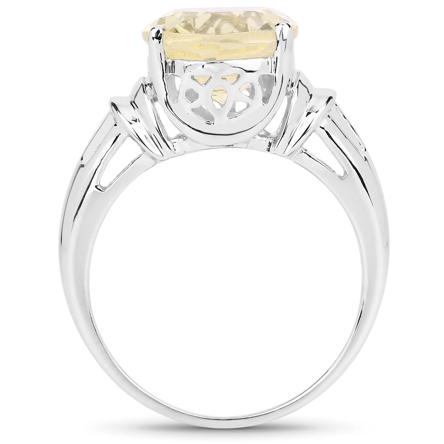 Genuine Lemon Quartz Oval Sterling Silver Ring