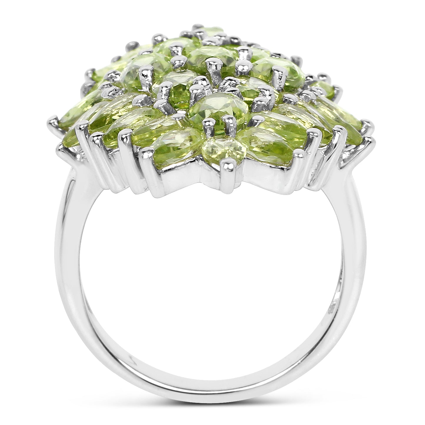 Genuine Peridot Sterling Silver Cluster Ring