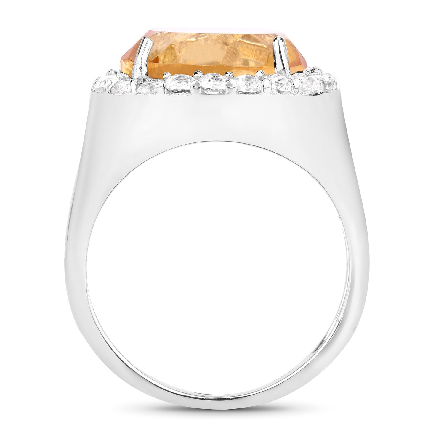 Genuine Madeira Citrine and White Topaz Sterling Silver Ring