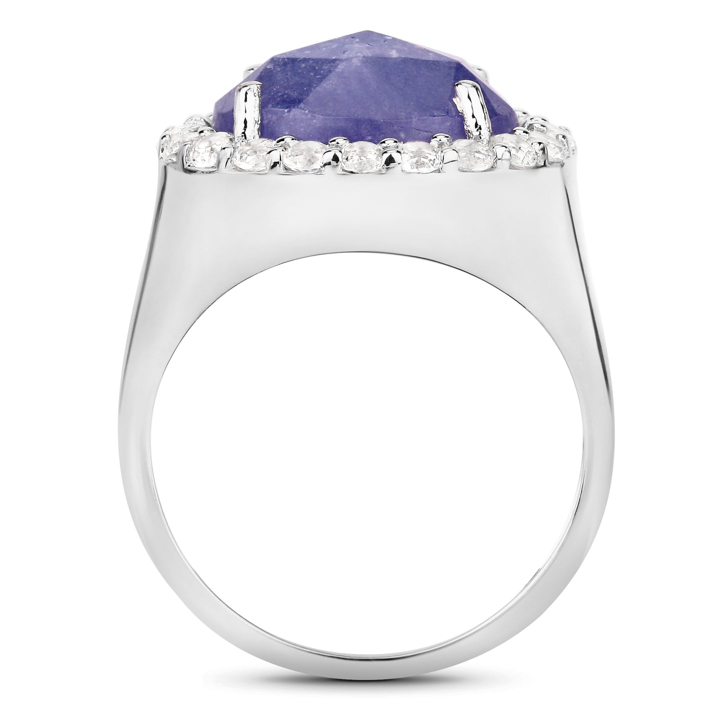 Genuine Tanzanite and White Topaz Sterling Silver Ring