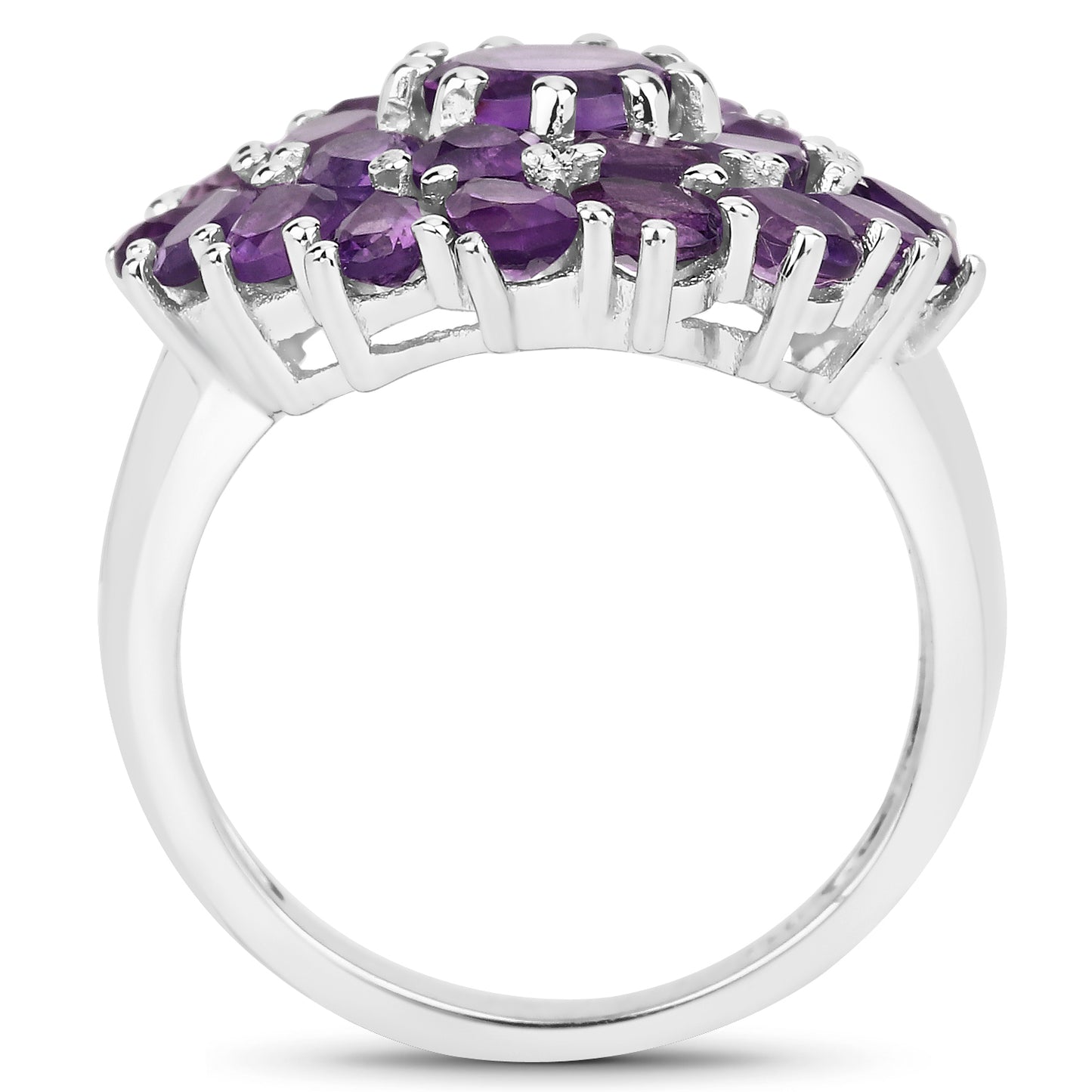 Genuine Amethyst Cluster Sterling Silver Ring