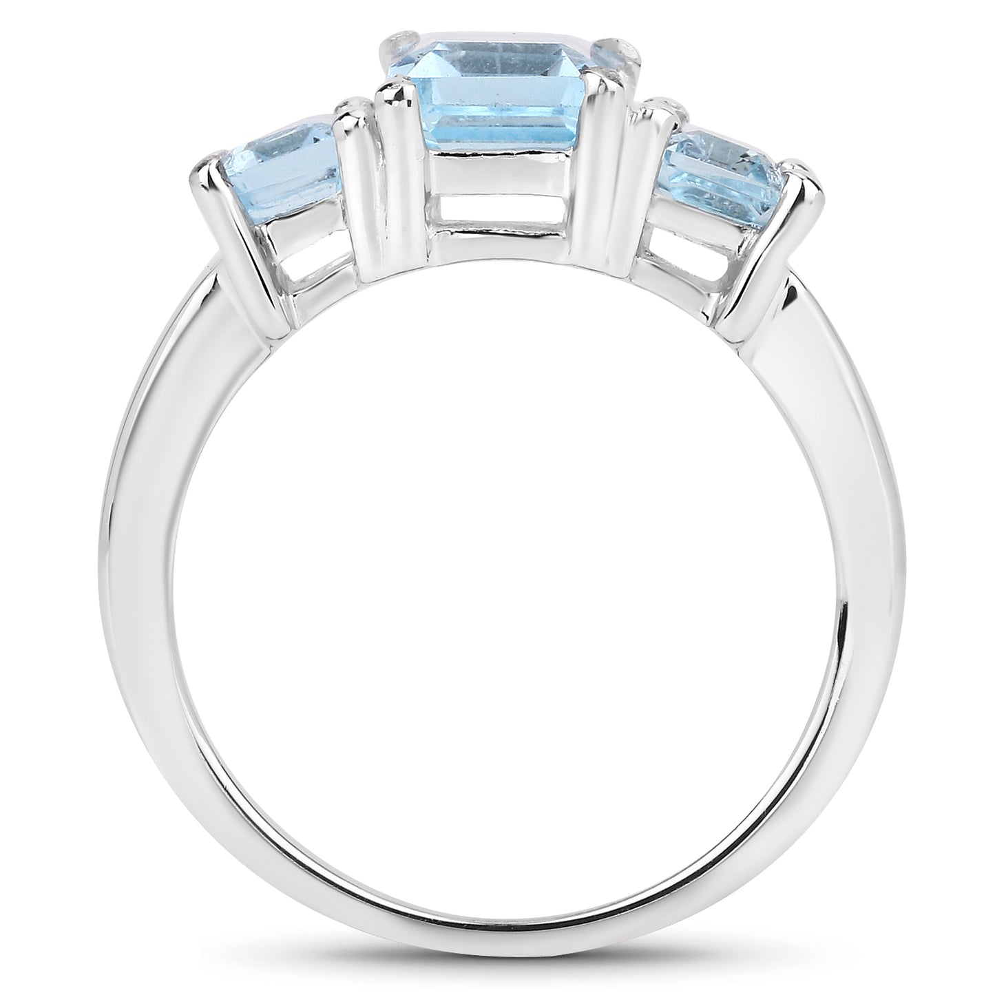 Genuine 3-Stone Blue Topaz Sterling Silver Ring