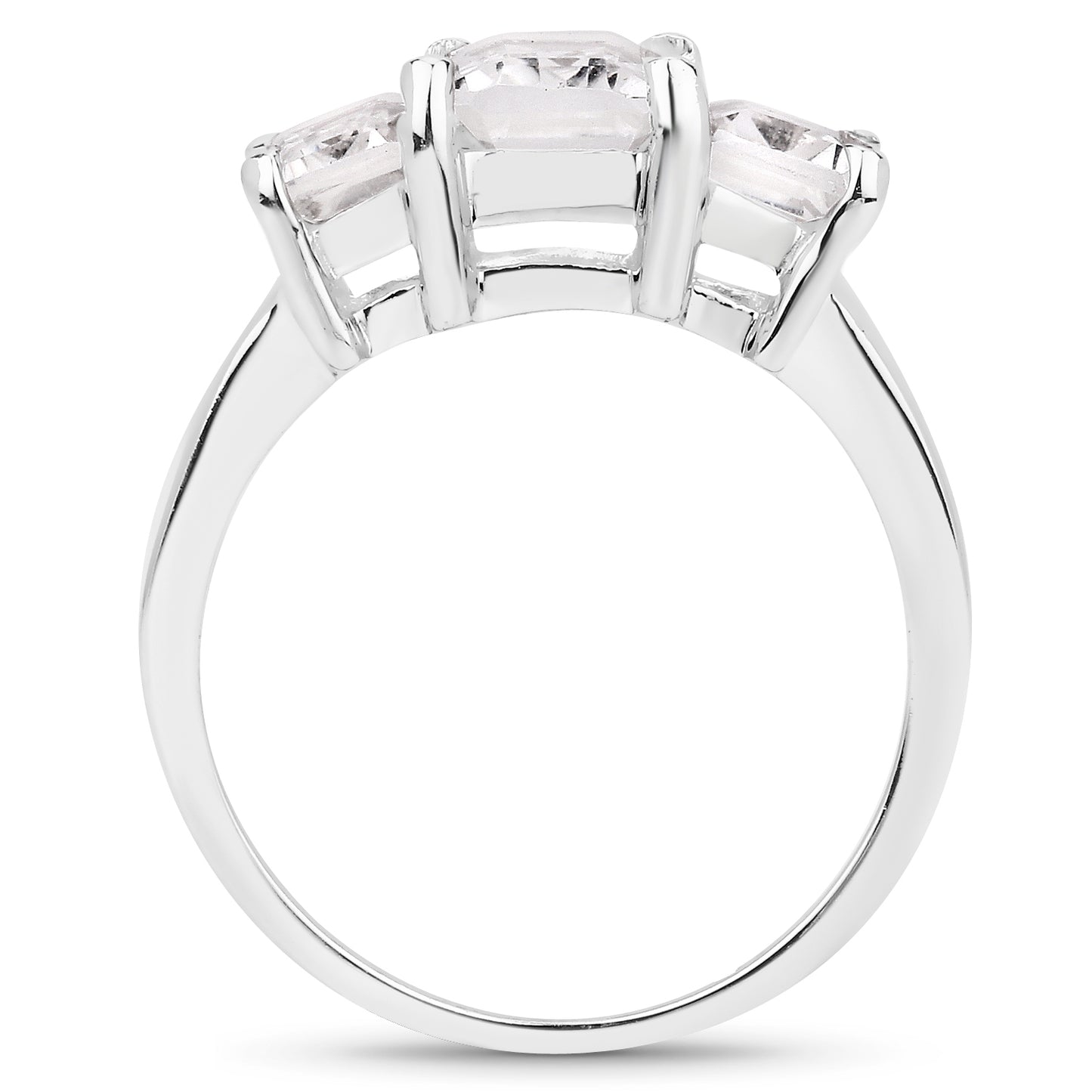 Genuine 3-Stone White Topaz Sterling Silver Ring