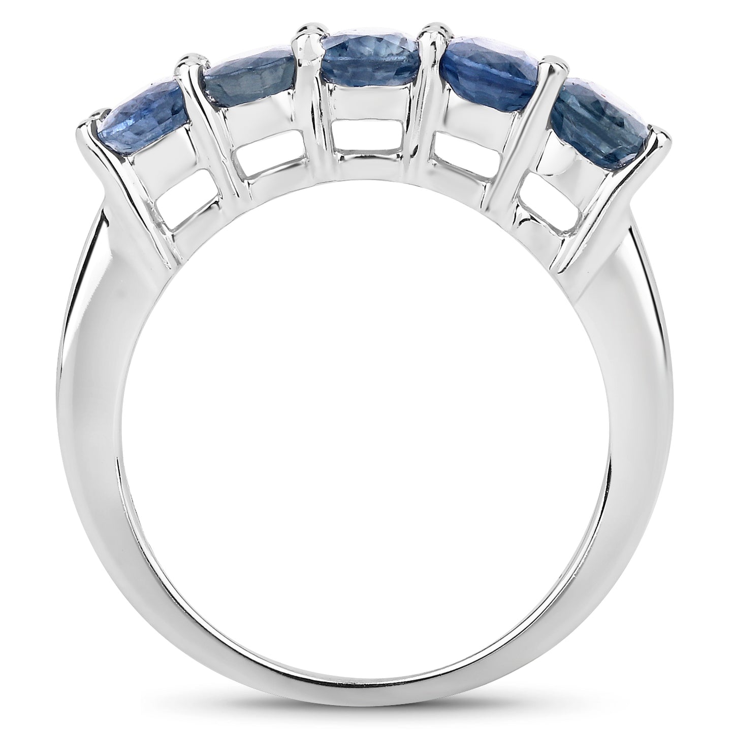 Genuine Blue Sapphire Sterling Silver 5-Stone Ring